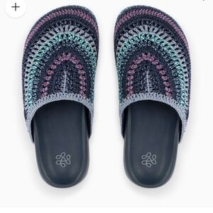The Sak Bolinas shoes     Lapis Stripe hand-crochet Clogs sz 8 Slip-on Brand New